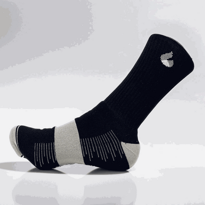 black and grey crew lite tennis socks with mesh for summer ventilation